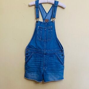 American Eagle Denim Overalls Shorts Women's Medium Blue‎ Jean Jumper Romper